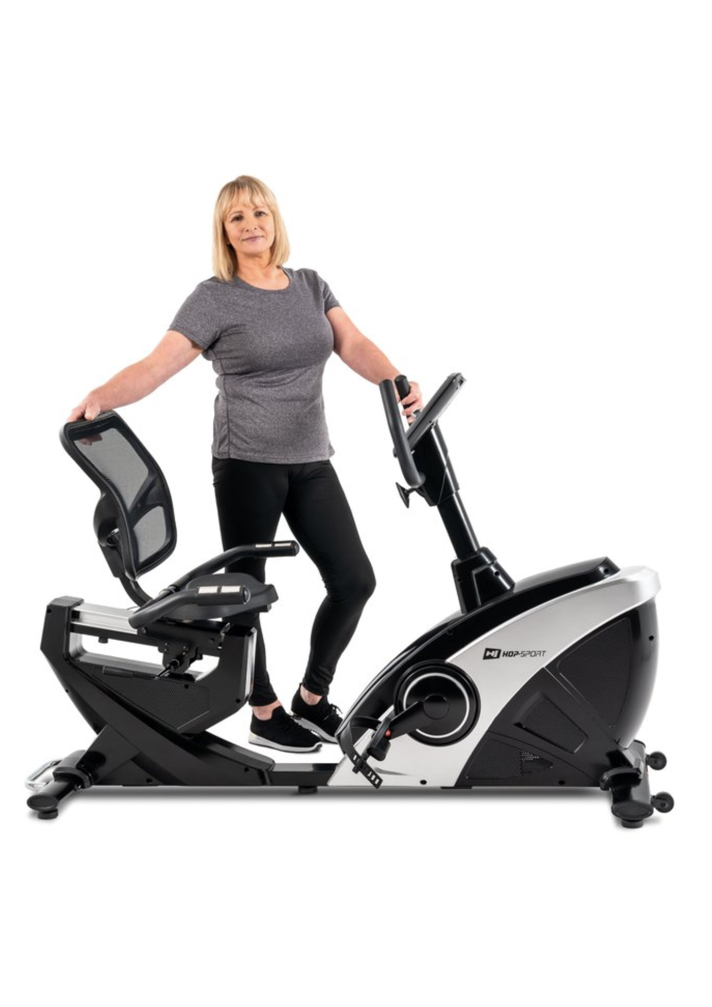 Горизонтальний велотренажер Hop-Sport HS-070L Helix сріблястий iConsole+ — фото 5