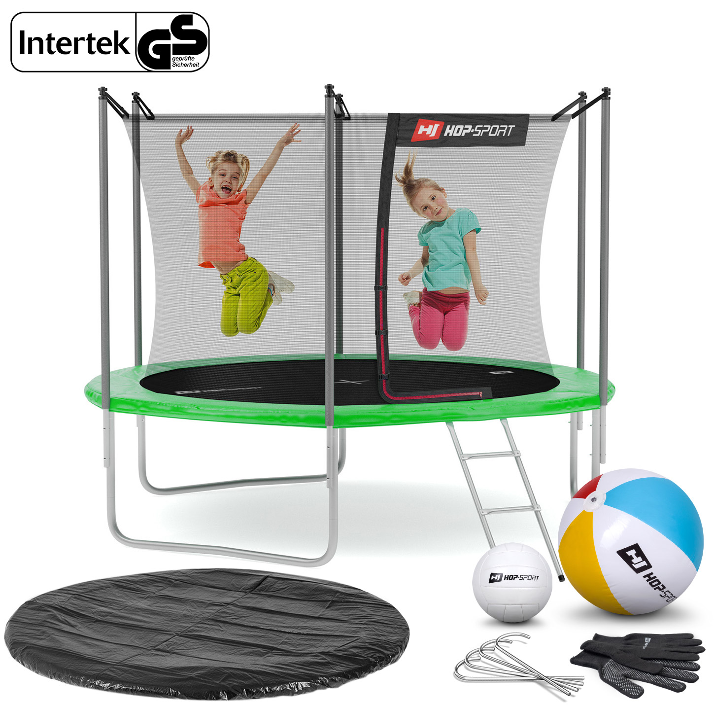 Батут Hop-Sport 10ft (305см) зелений з внутрішньою сіткою — фото 2