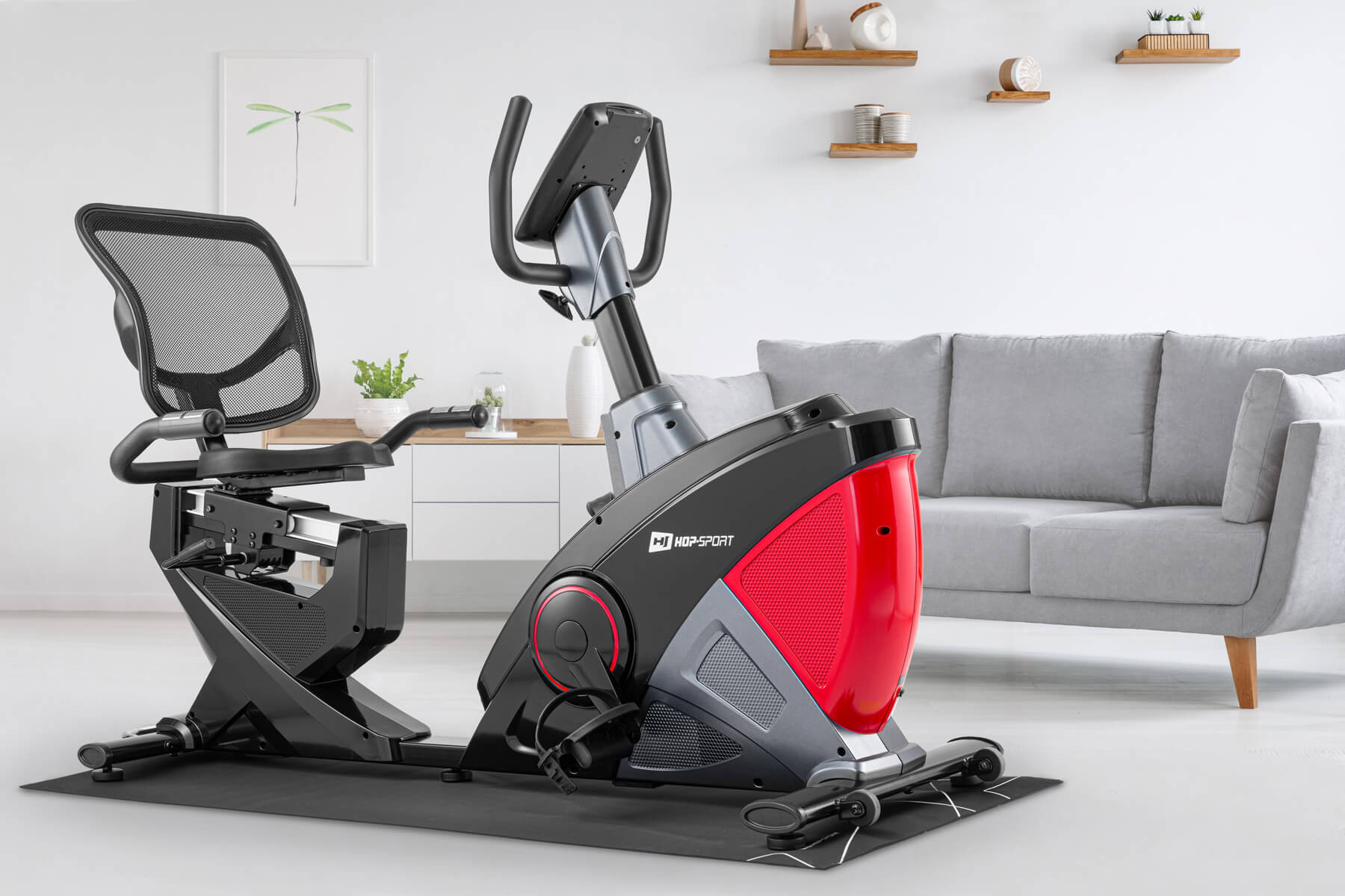 Горизонтальний велотренажер Hop-Sport HS-070L Helix червоний iConsole+ — фото 2