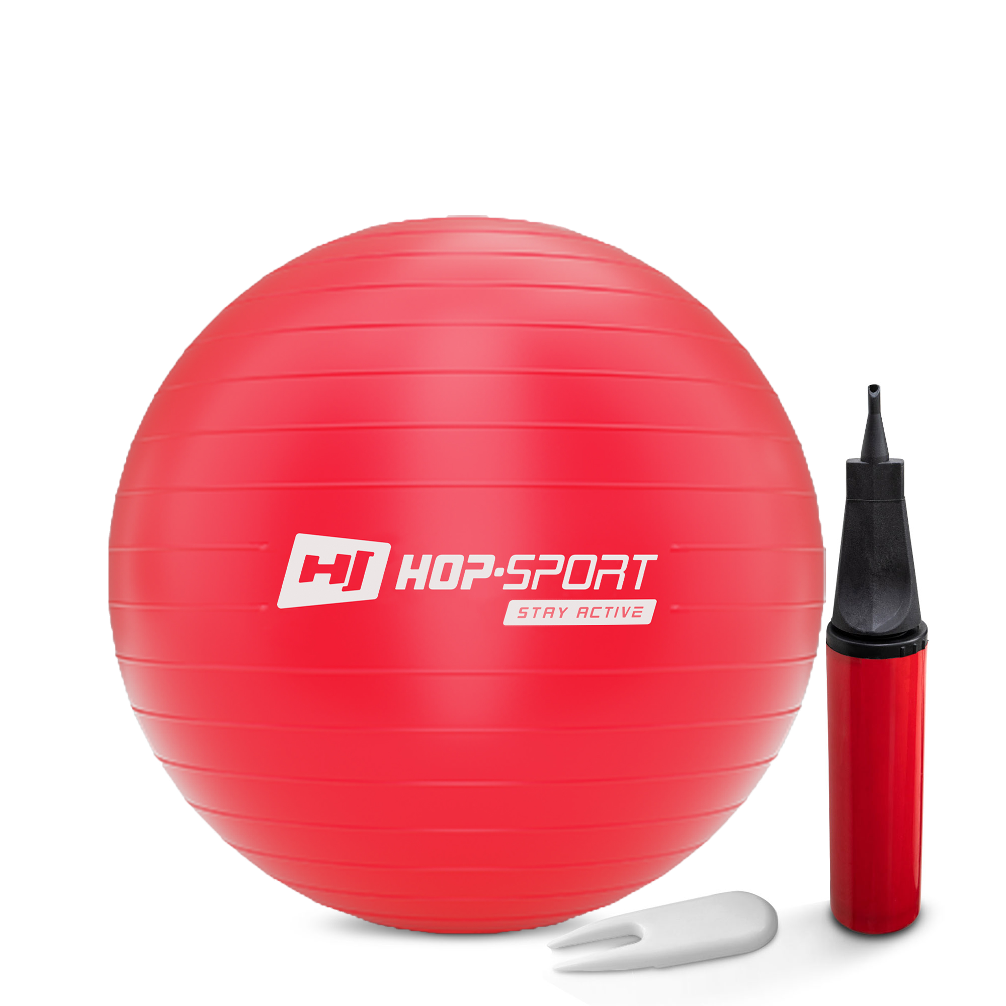 Фітбол Hop-Sport 55см червоний + насос 2020 — фото 1