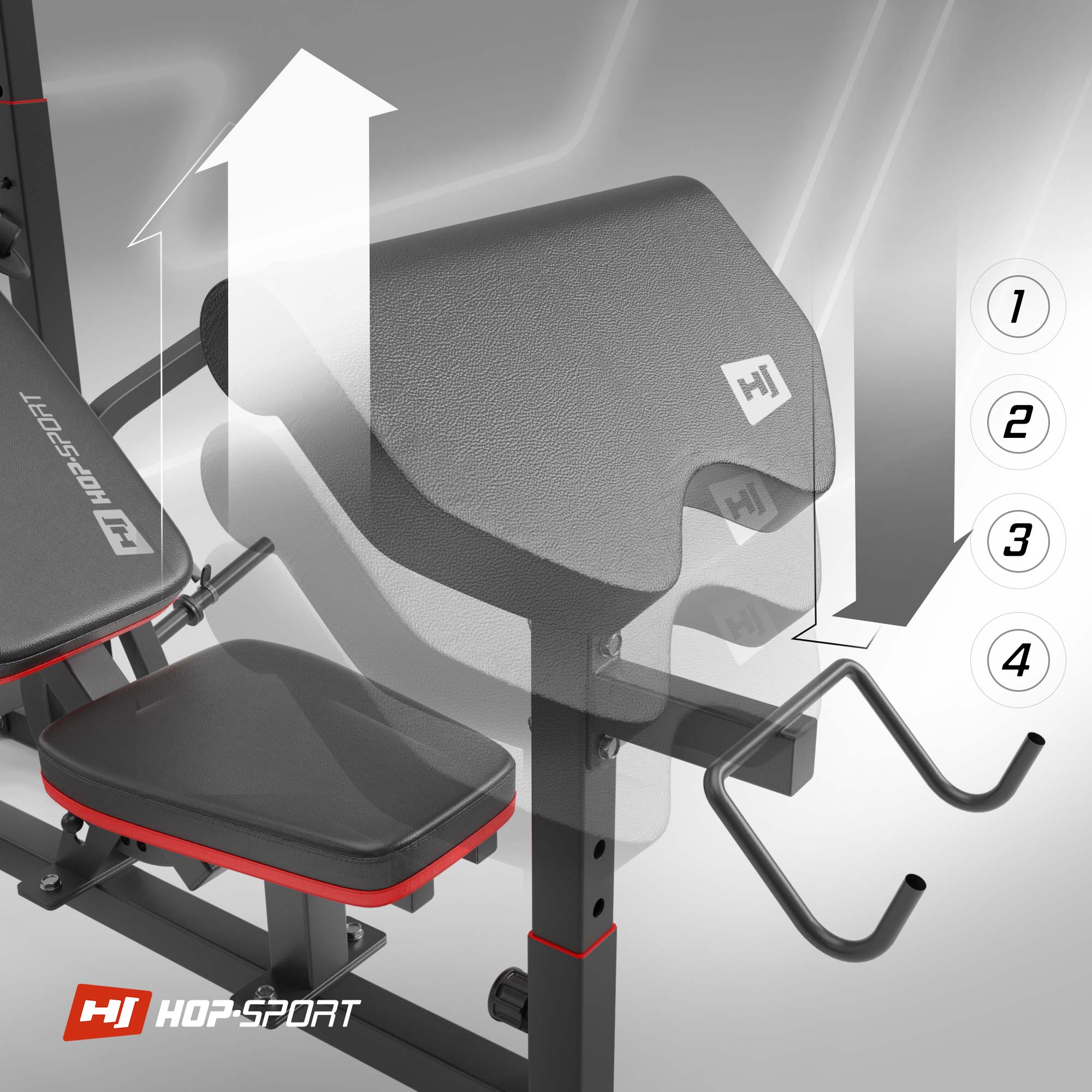 Лавка тренувальна Hop-Sport HS-1075 Pro із партою Скотта — мініатюра 8