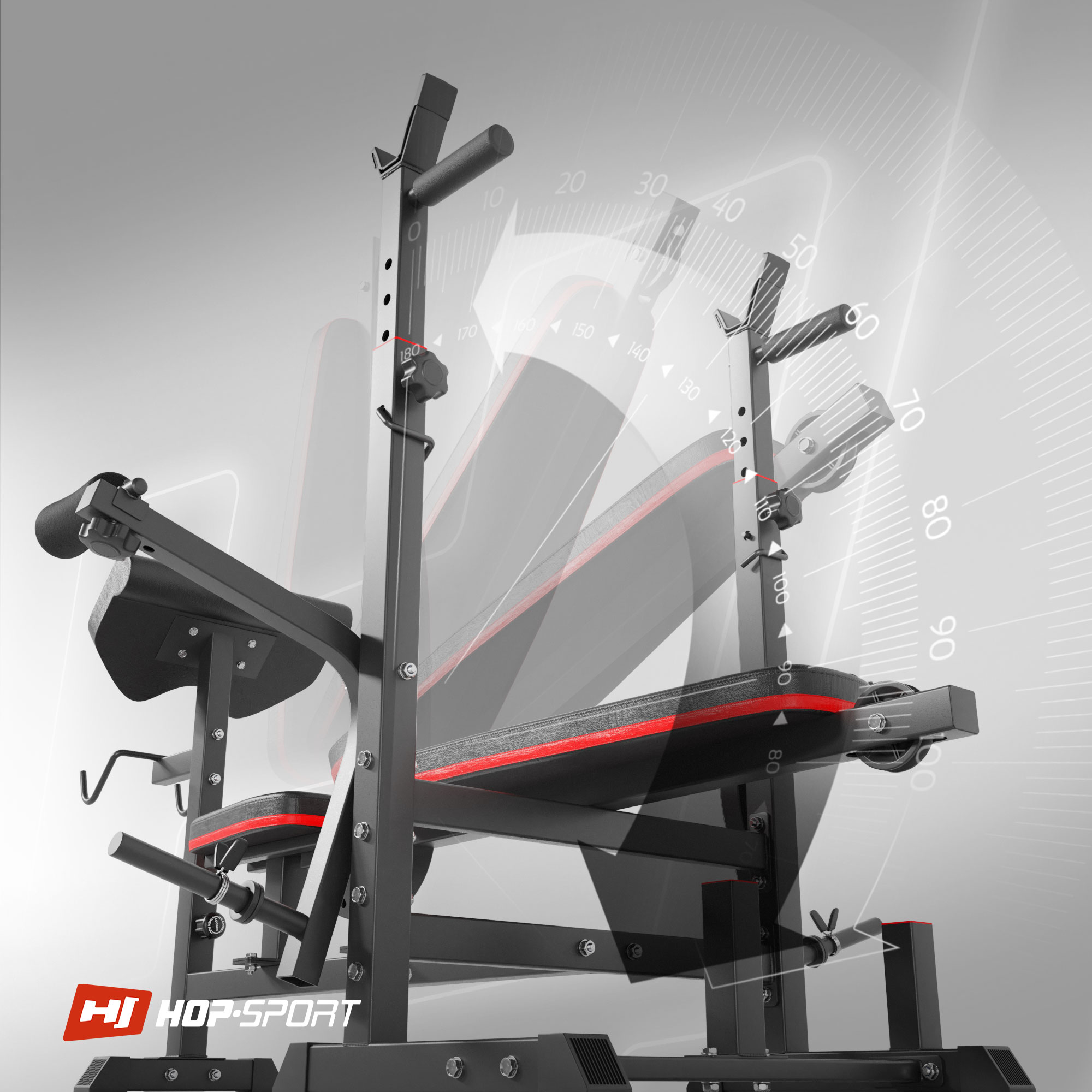 Лавка тренувальна Hop-Sport HS-1075 Pro із партою Скотта — мініатюра 9