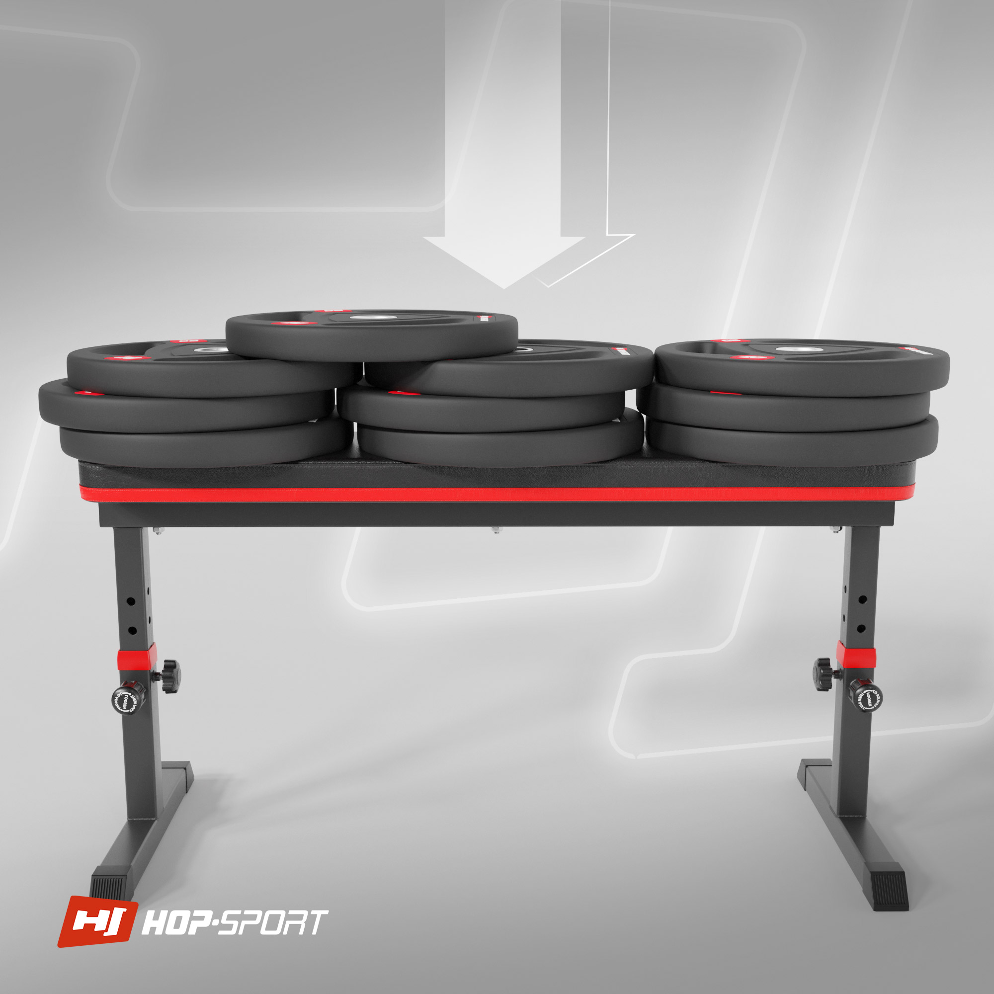 Лавка тренувальна Hop-Sport HS-1025 Pro для жиму горизонтальна регульована — фото 5