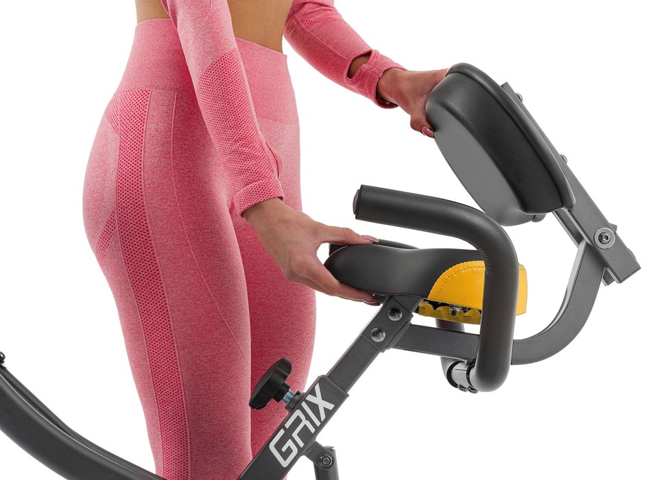 Велотренажер магнітний Hop-Sport HS-3010X Grix X-Bike з еспандерами сіро-жовтий — мініатюра 8