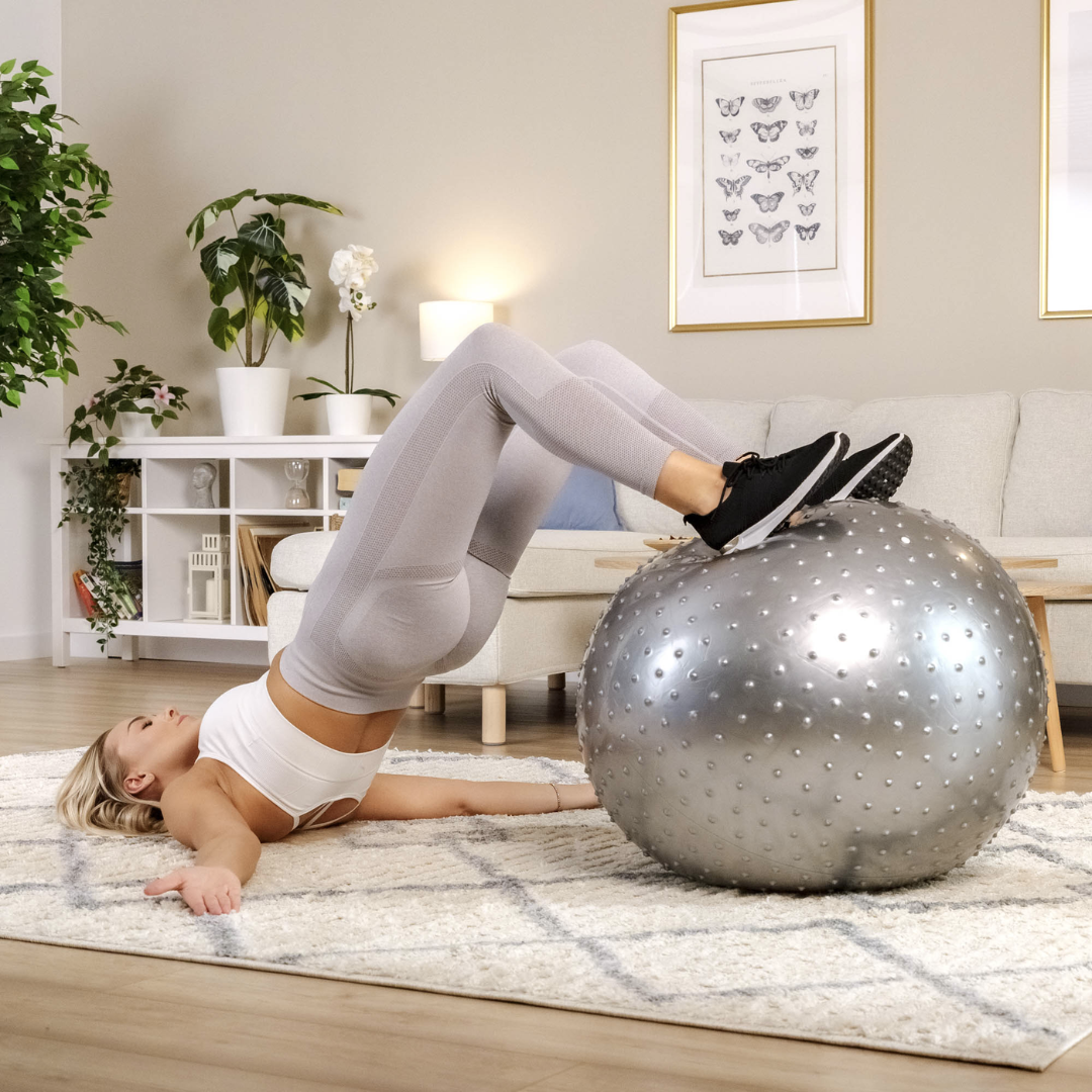 Фітбол масажний Hop-Sport 65см сріблястий + насос — мініатюра 6
