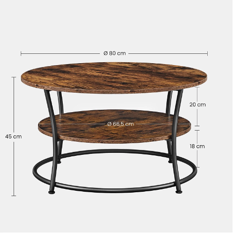 Журнальний столик Leobert Vasagle 80 x 80 x 45см в стилі Loft — мініатюра 6