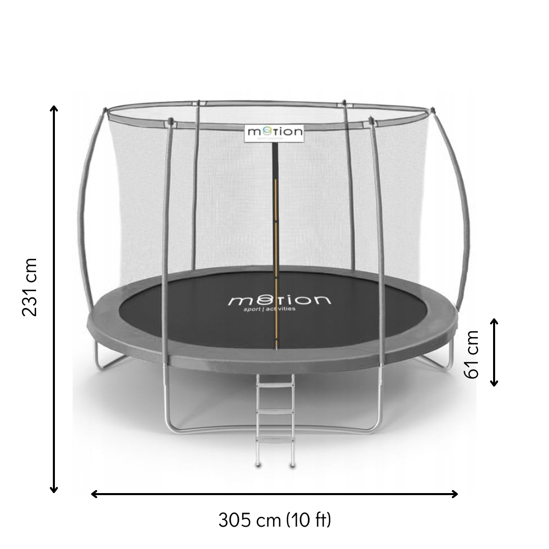 Батут Jumi Motion Sport Line Premium 10ft (305см) з внутрішньою сіткою сірий — фото 2