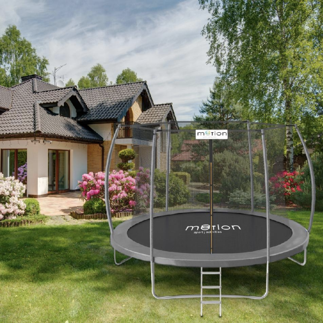 Батут Jumi Motion Sport Line Premium 10ft (305см) з внутрішньою сіткою сірий — мініатюра 7