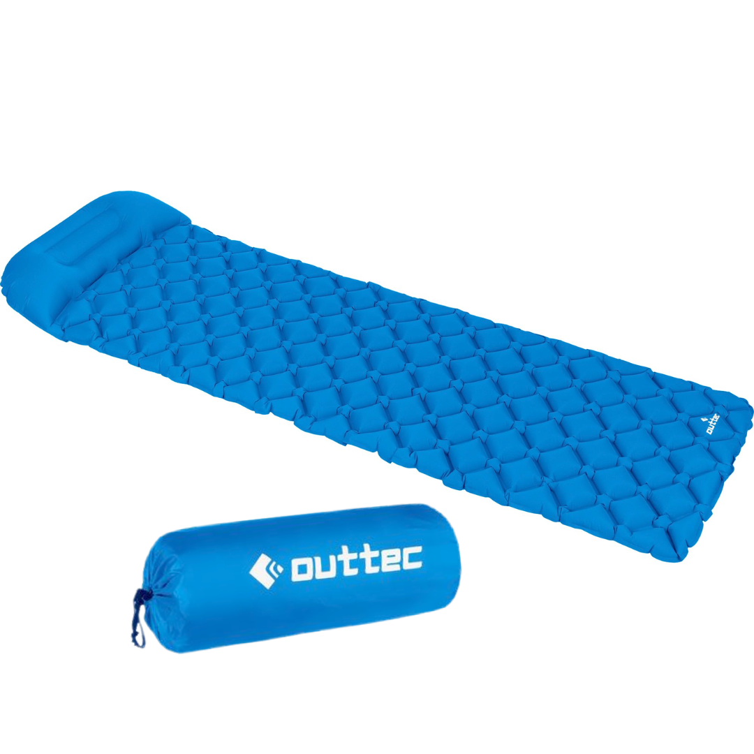 Надувний килимок Outtec 195х55х5см з подушкою соти голубий — фото 2
