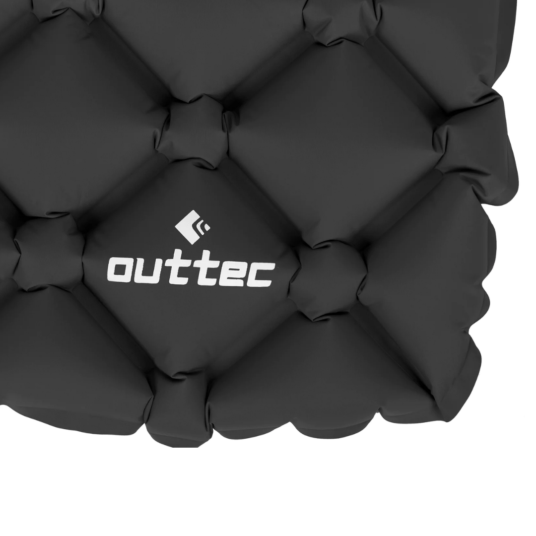 Надувний килимок Outtec 195х55х5см з подушкою соти чорний — фото 4