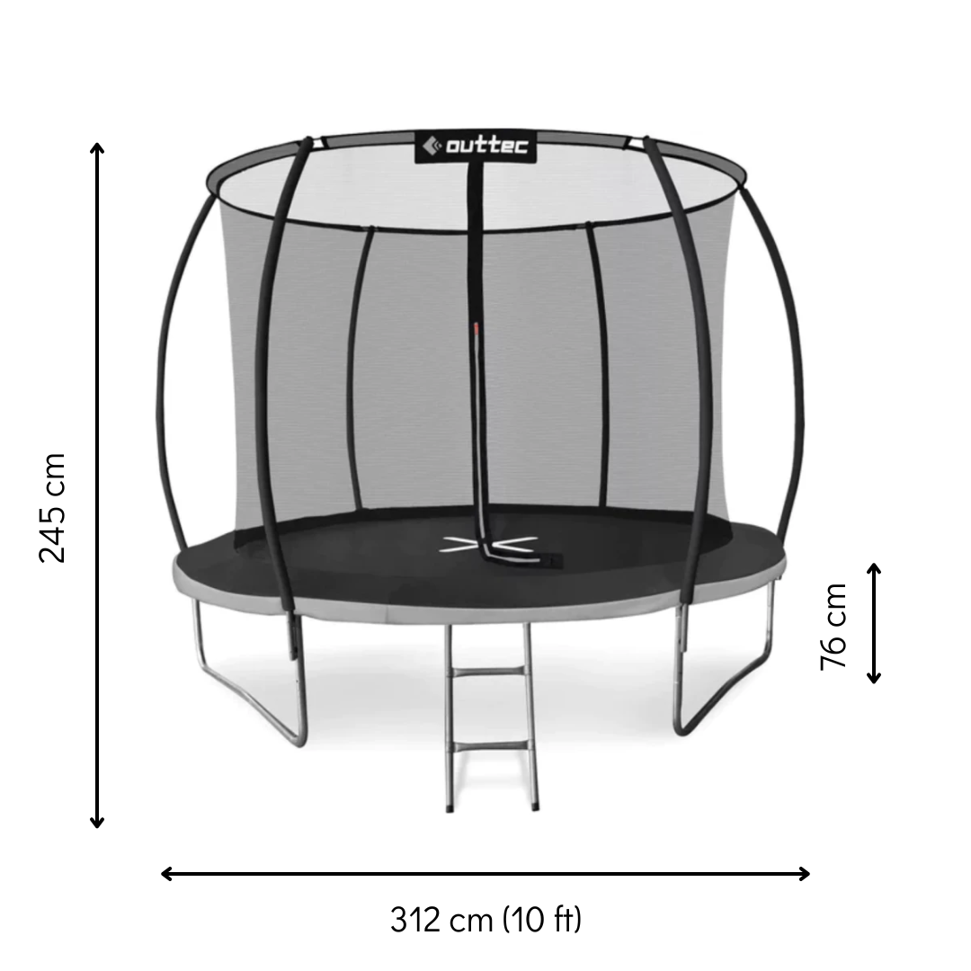 Батут Outtec Premium 10ft (312см) чорно-сірий з внутрішньою сіткою — фото 2