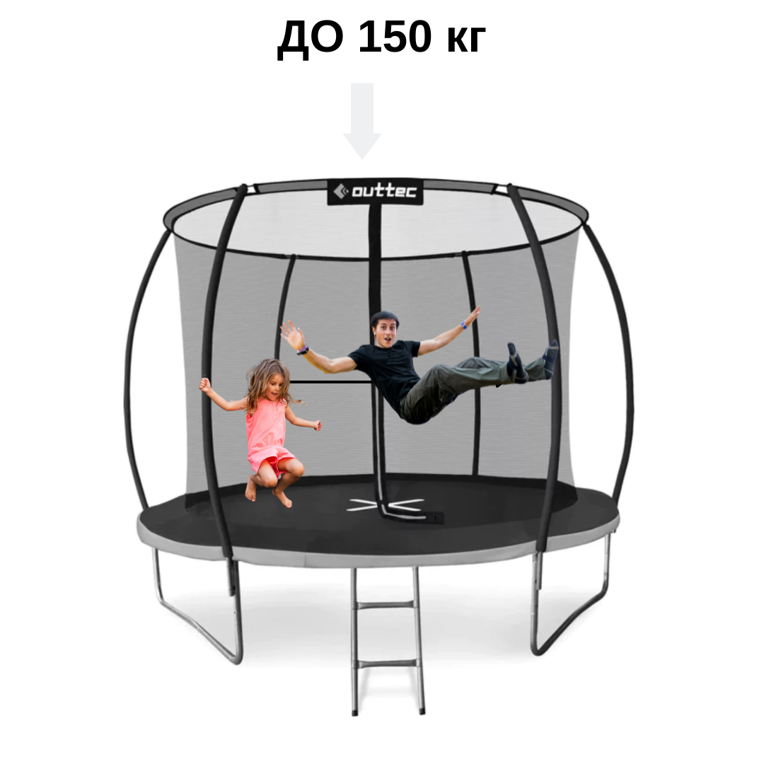 Батут Outtec Premium 10ft (312см) чорно-сірий з внутрішньою сіткою — фото 5
