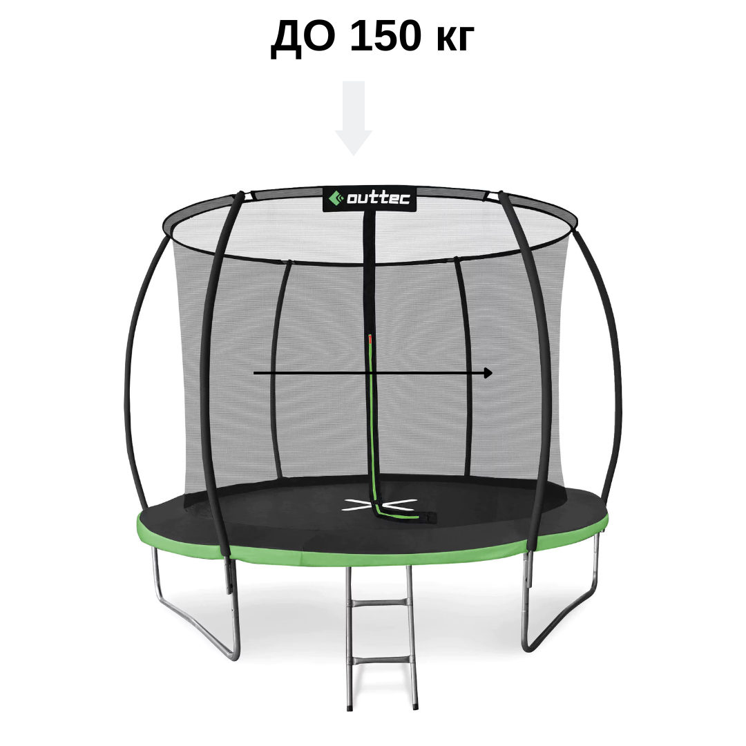 Батут Outtec Premium 12ft (374см) чорно-зелений з внутрішньою сіткою — фото 4