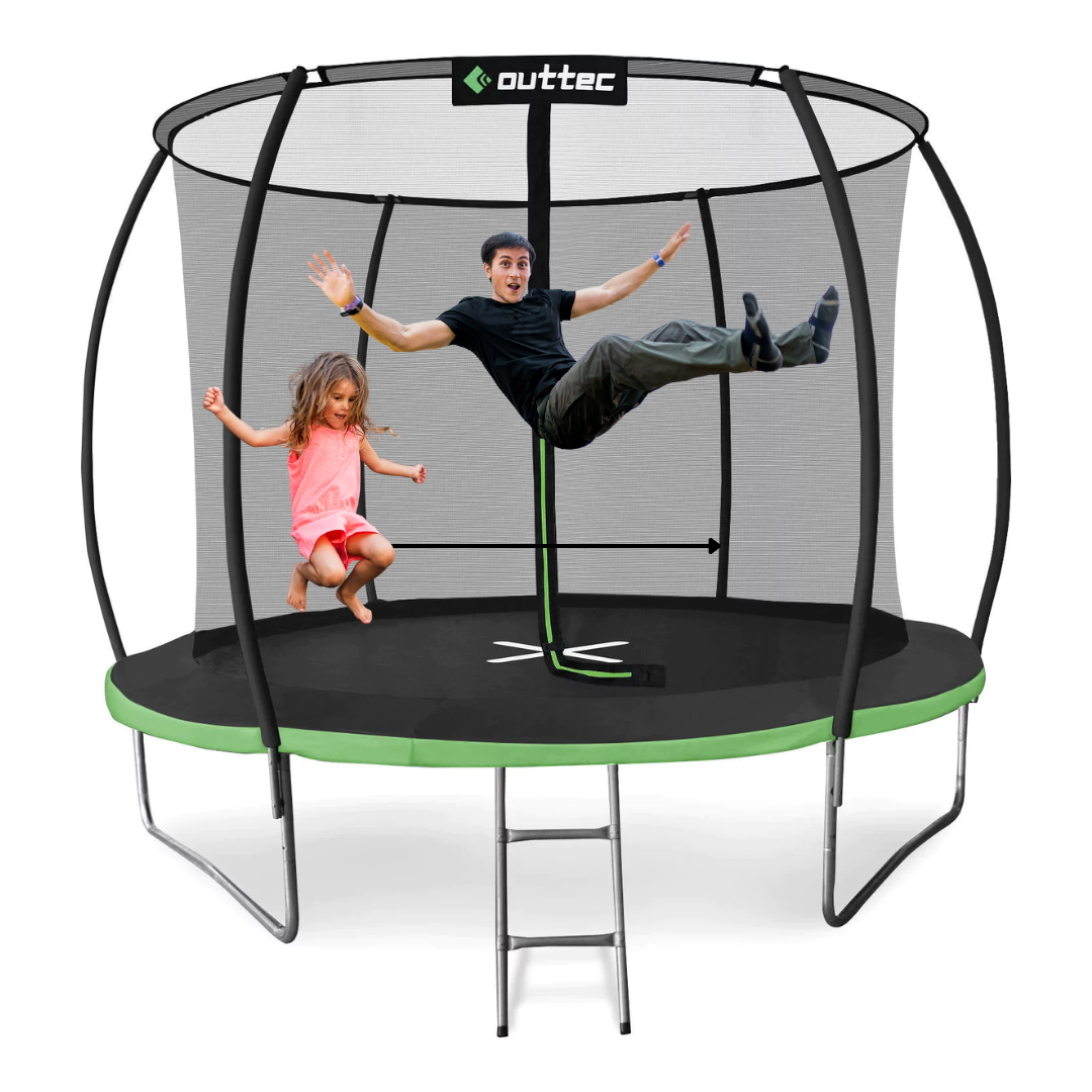 Батут Outtec Premium 12ft (374см) чорно-зелений з внутрішньою сіткою — мініатюра 6