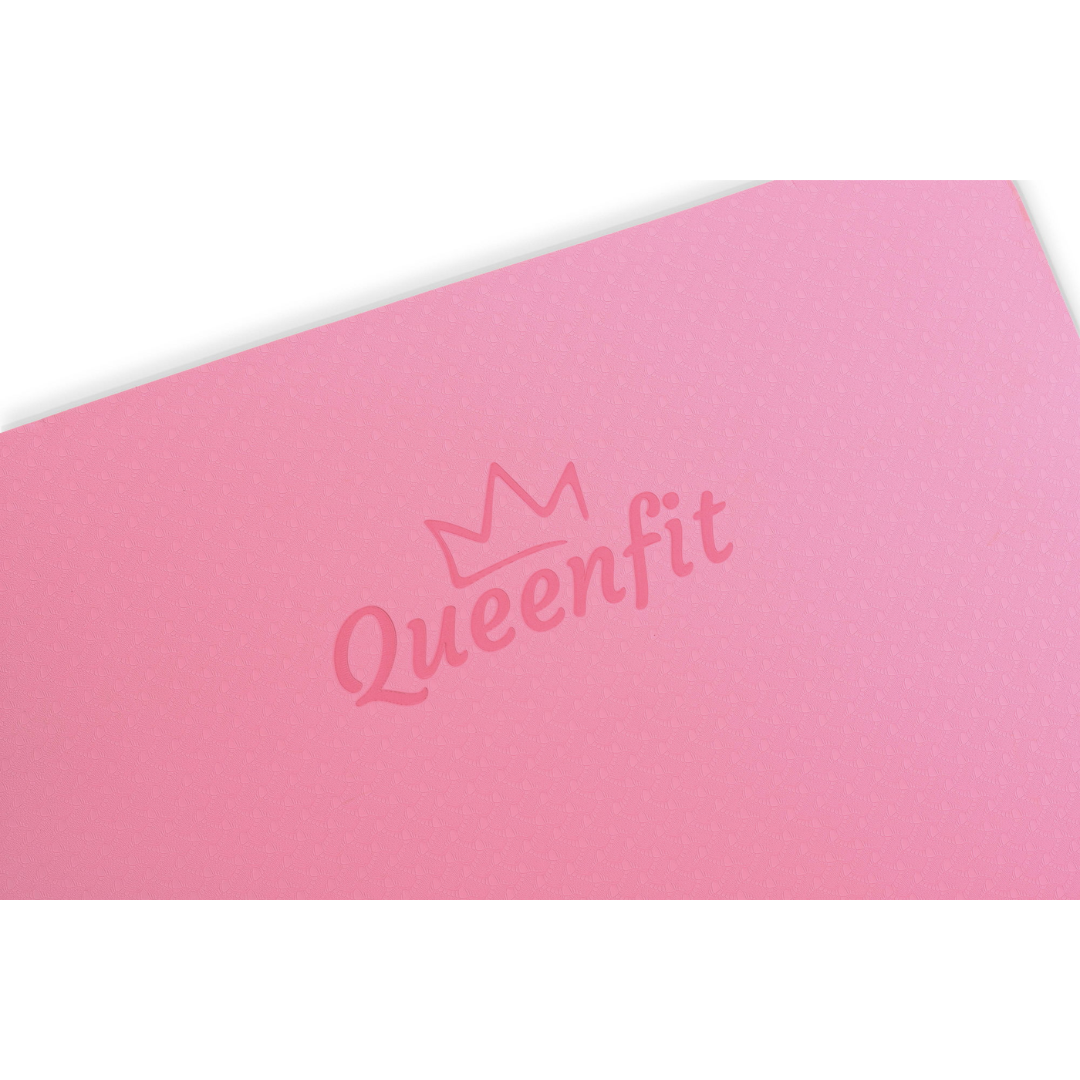 Килимок (мат) для фітнесу та йоги Queenfit Premium TPE 0,6см рожево-фіолетовий — мініатюра 6