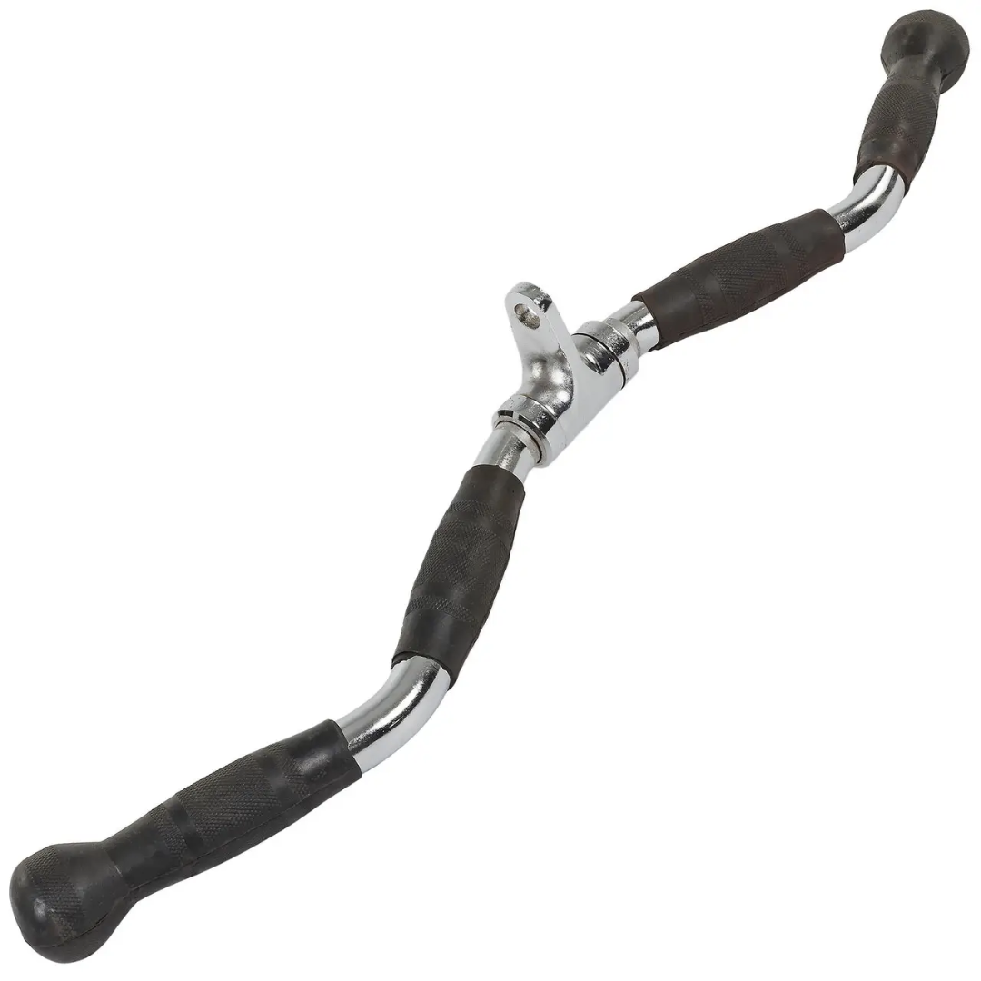Ручка для верхньої тяги York Fitness 70см W-подібна з гумовими рукоятками, хром — фото 3