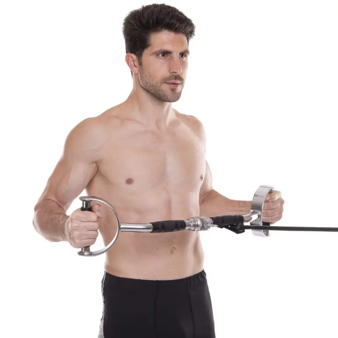 Ручка для верхньої тяги York Fitness 60см з паралельним хватом вигнута з гумовими рукоятками, хром — мініатюра 8