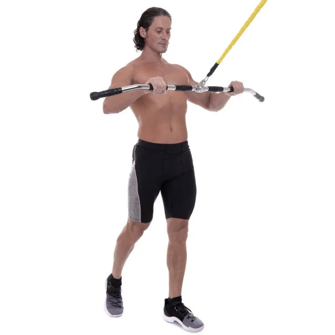 Ручка для верхньої тяги York Fitness 122см вигнута з гумовими рукоятками, хром — мініатюра 10