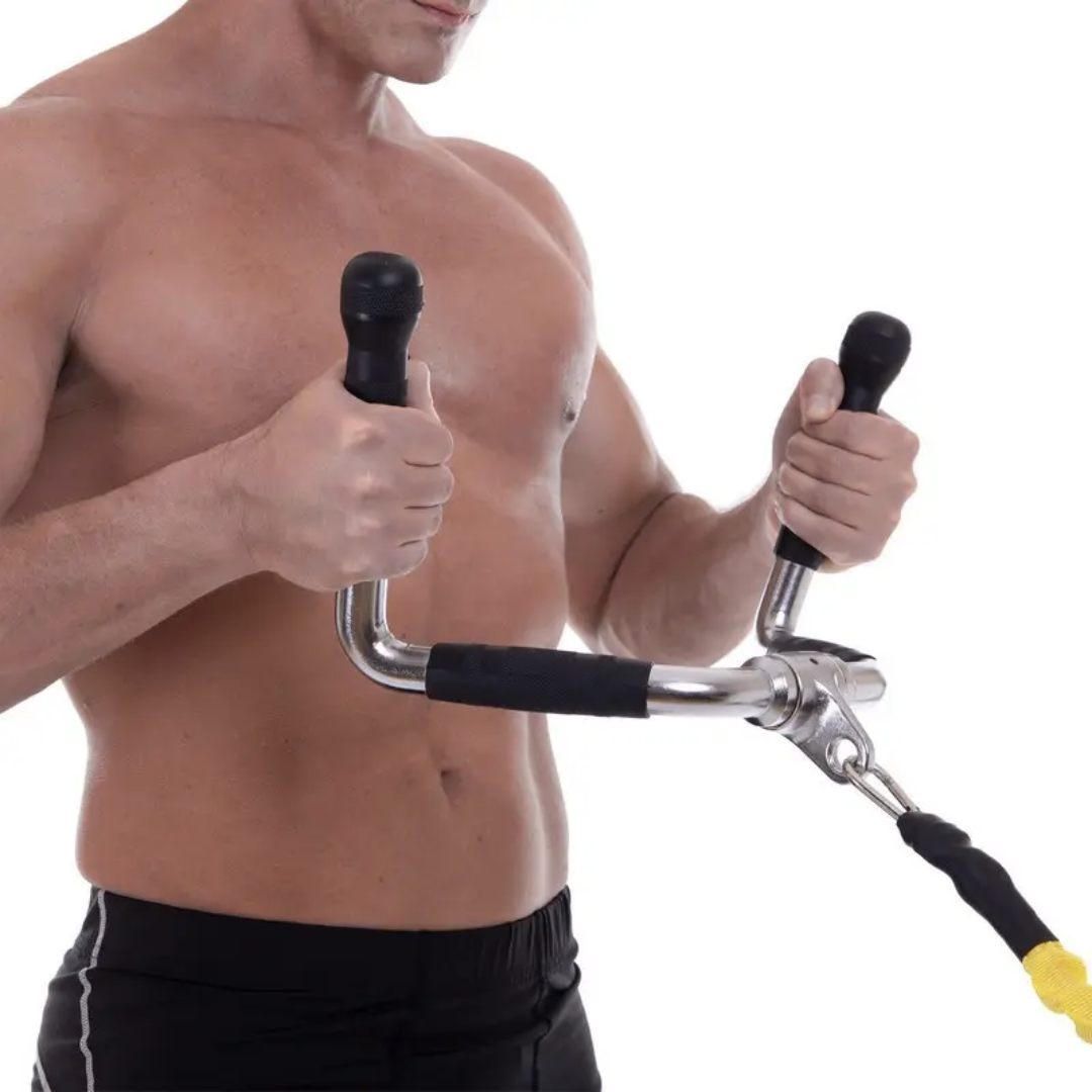 Ручка для тяги York Fitness багатофункціональна з гумовими рукоятками, хром — мініатюра 9