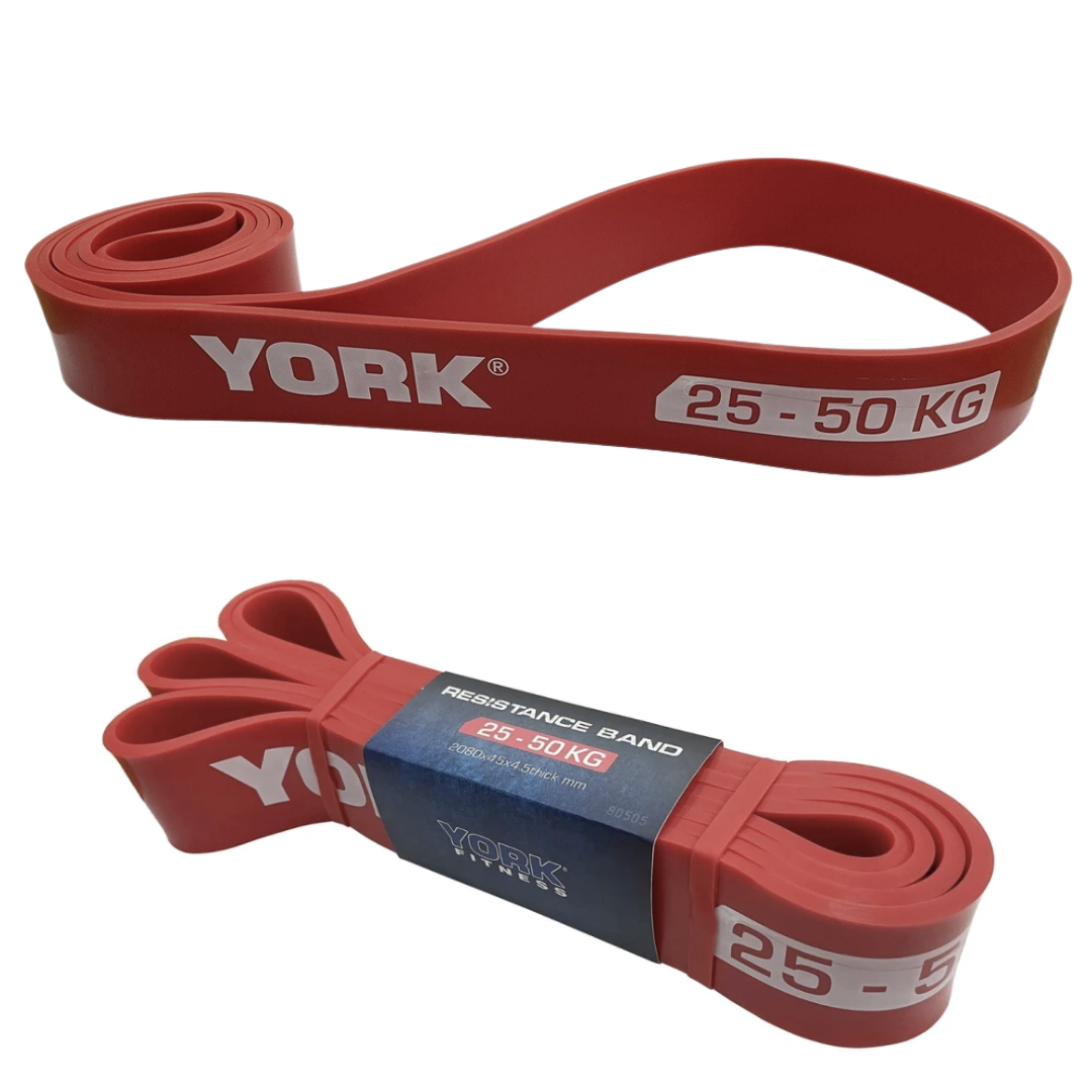 Резинка для фітнесу York 25-50кг - 2080x45x4,5 мм, червоний — фото 5