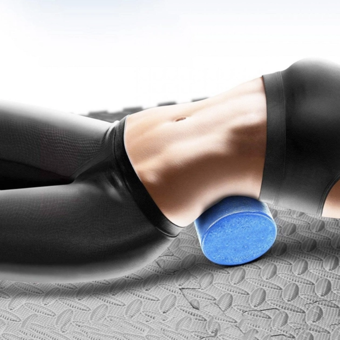 Масажний ролик для йоги та фітнесу York Fitness EPP 30 х 15см блакитний — фото 5