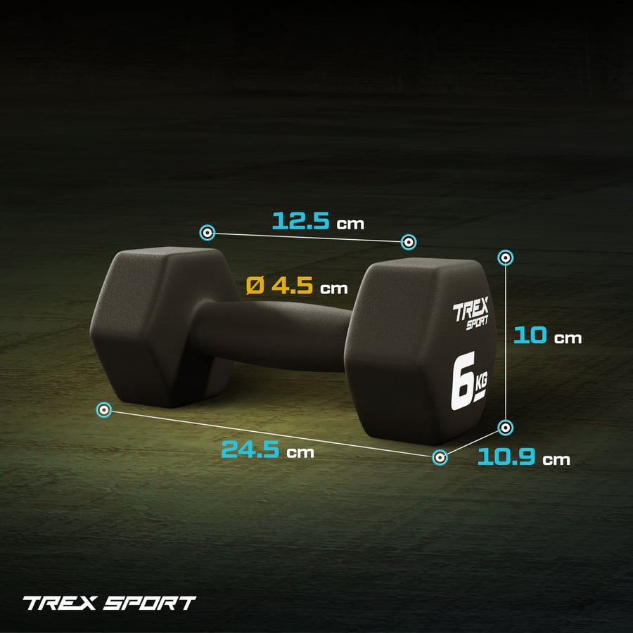 Гантелі для фітнесу неопренові TREX Sport TX-060VD 2x6кг — фото 4