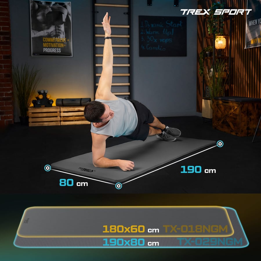 Коврик для йоги Trex Sport TX-029NGM NBR 2см 190х80 сірий — фото 2