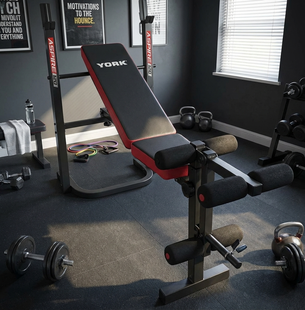 Лавка тренувальна York Fitness ASPIRE 120 складана зі стійкою під штангу — мініатюра 8