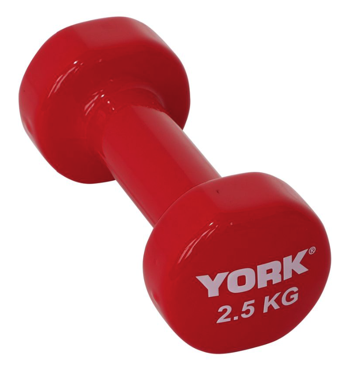 Гантелі для фітнесу вінілові круглі York Fitness 2х2,5кг червоний — фото 2