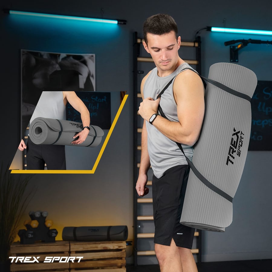 Коврик для йоги Trex Sport TX-029NGM NBR 2см 190х80 сірий — фото 4
