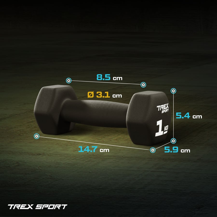 Гантелі для фітнесу неопренові TREX Sport TX-010VD 2x1кг — мініатюра 6