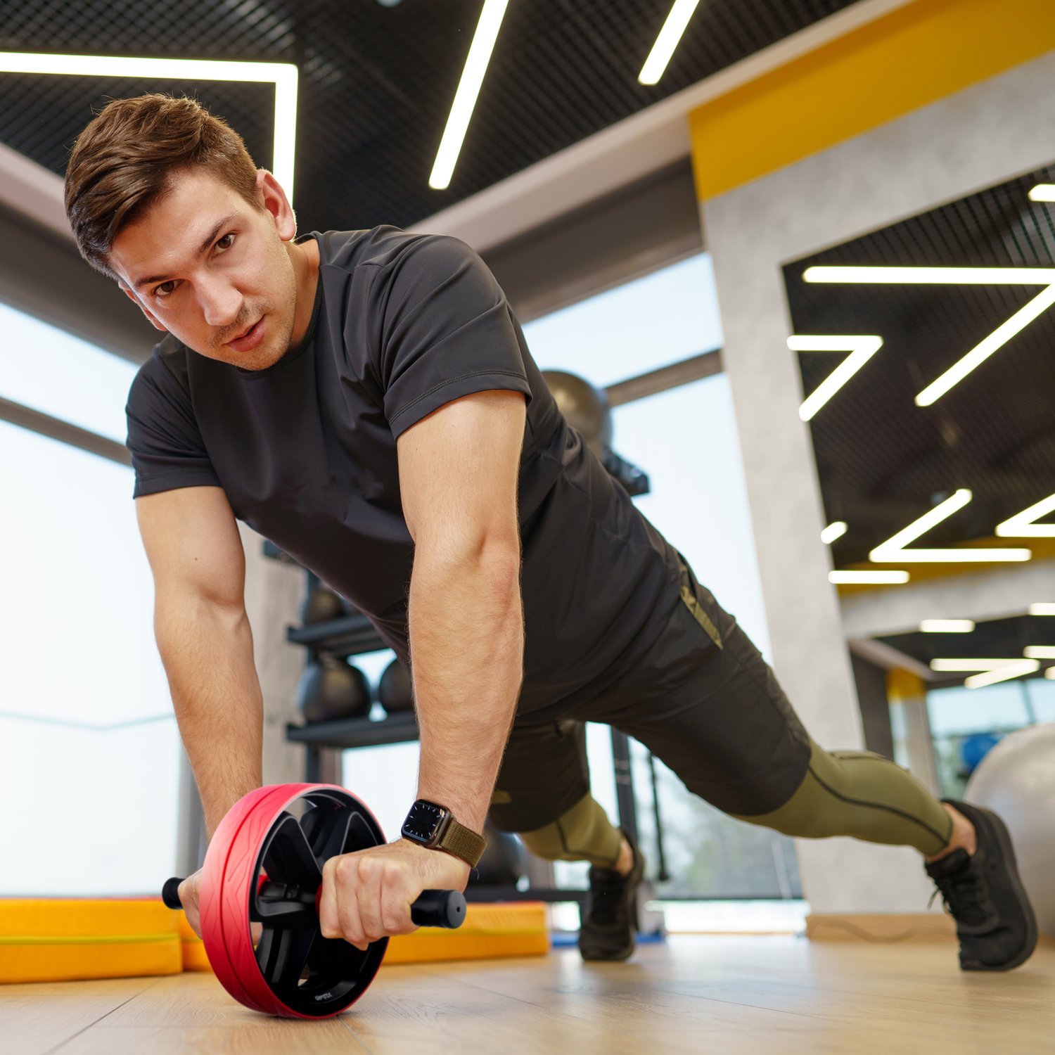 Ролик для пресу подвійний Gymtek червоний — мініатюра 7