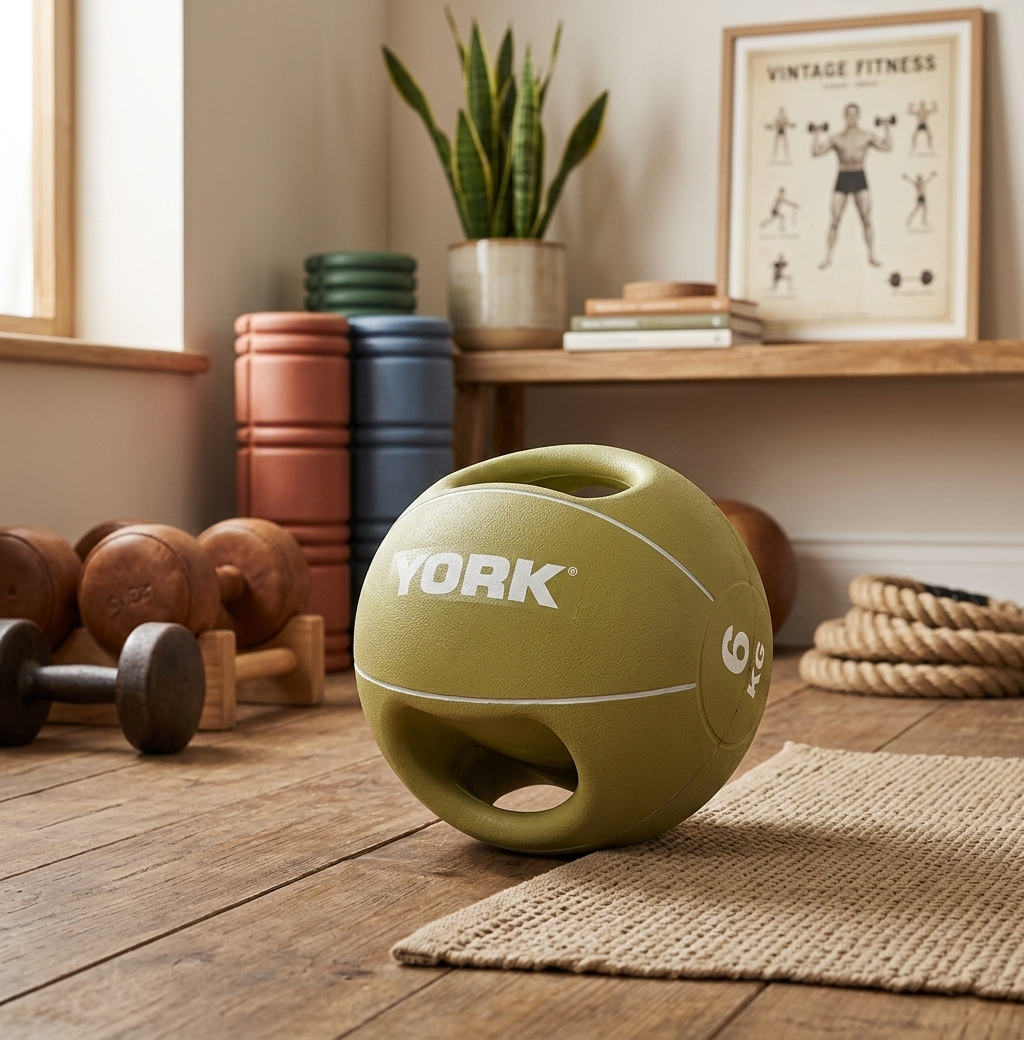 М'яч медбол 6кг York Fitness із двома ручками, салатовий — фото 2