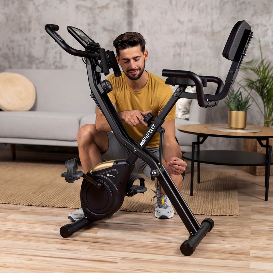 Велотренажер Hop-Sport HS-3030X Apeks X-Bike чорно-золотистий — мініатюра 8
