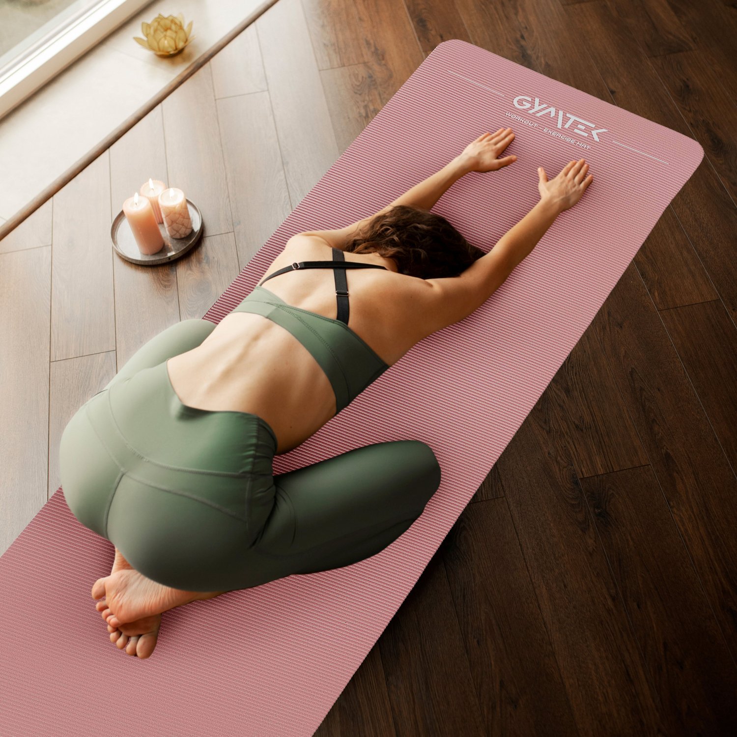 Килимок (мат) для фітнесу Queenfit NBR 1,5см рожевий — фото 5