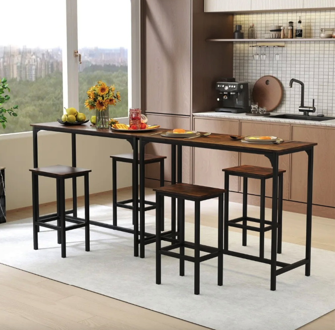 Барний стіл та 2 барні стільці Costway Hoobro в стилі Loft — мініатюра 9