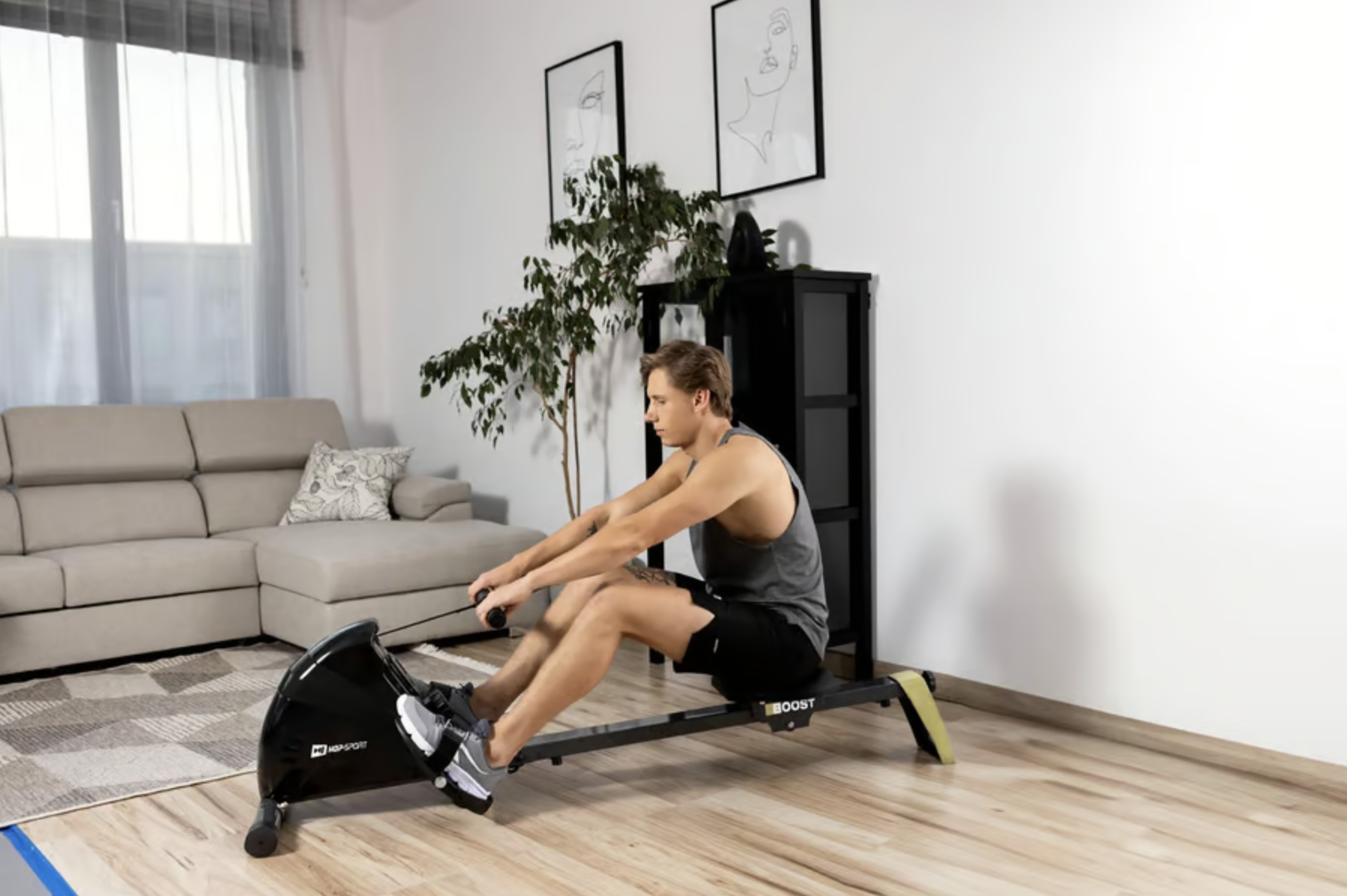 Гребний тренажер Hop-Sport HS-030R Boost золотистий — фото 4
