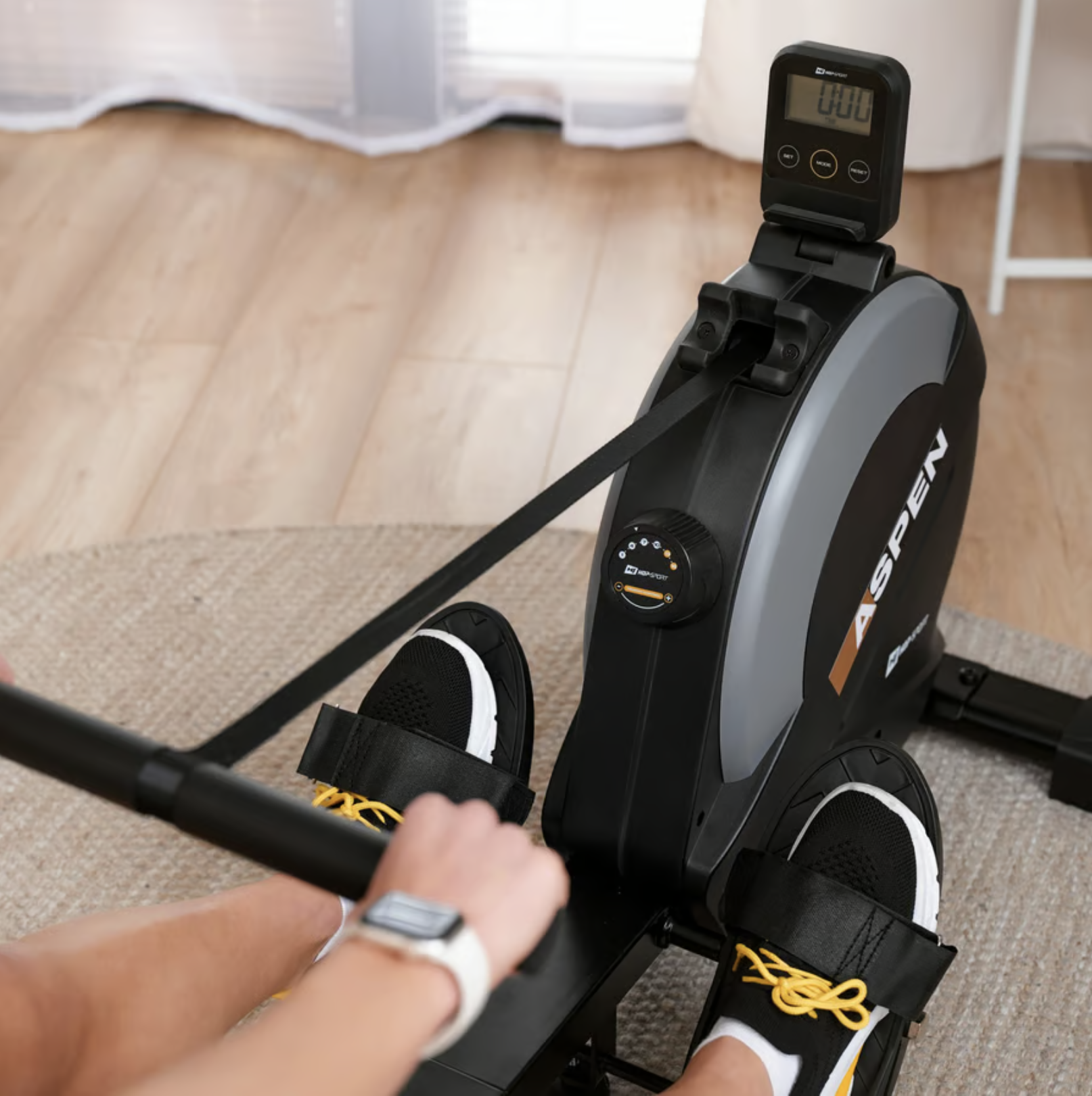 Гребний тренажер Hop-Sport HS-080R Aspen магнітний чорно-золотистий — мініатюра 8