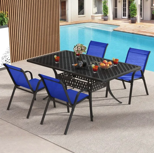 Комплект садових стільців Costway Patio з підлокітниками синій — фото 5