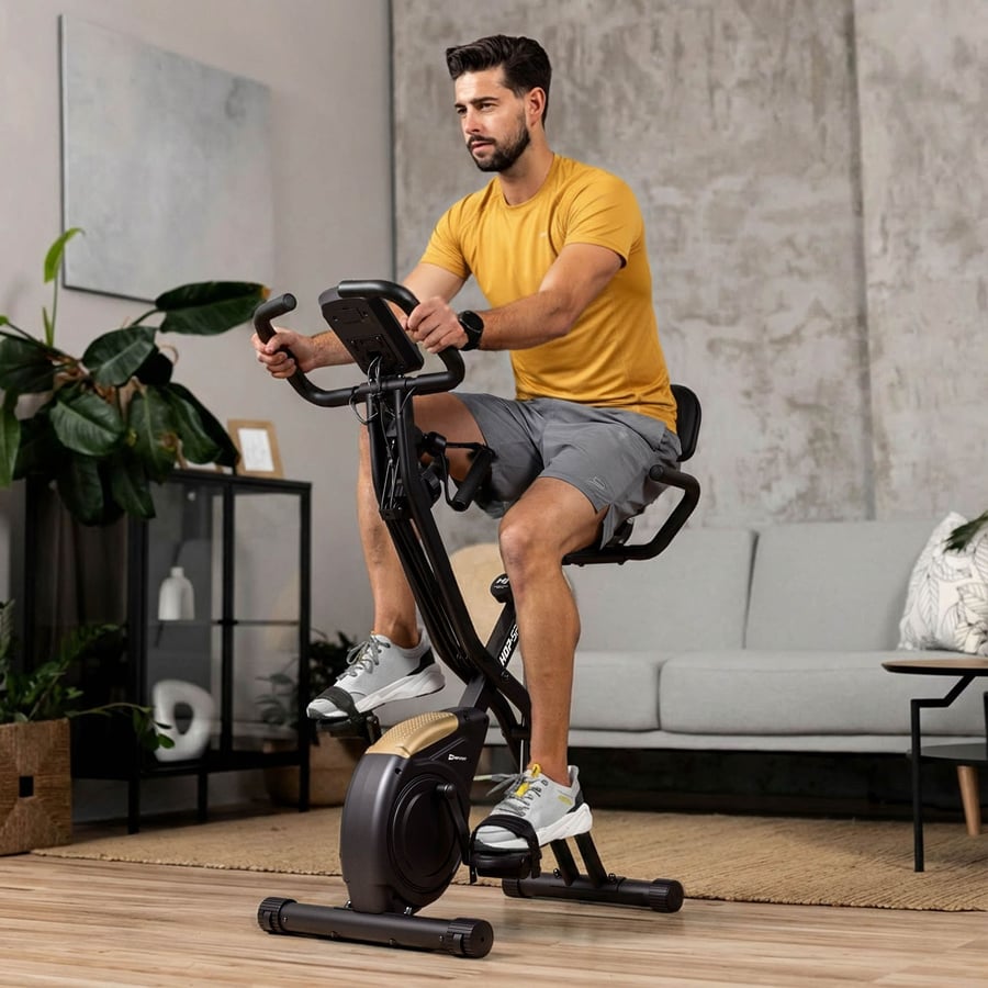 Велотренажер Hop-Sport HS-3030X Apeks X-Bike чорно-золотистий — фото 3