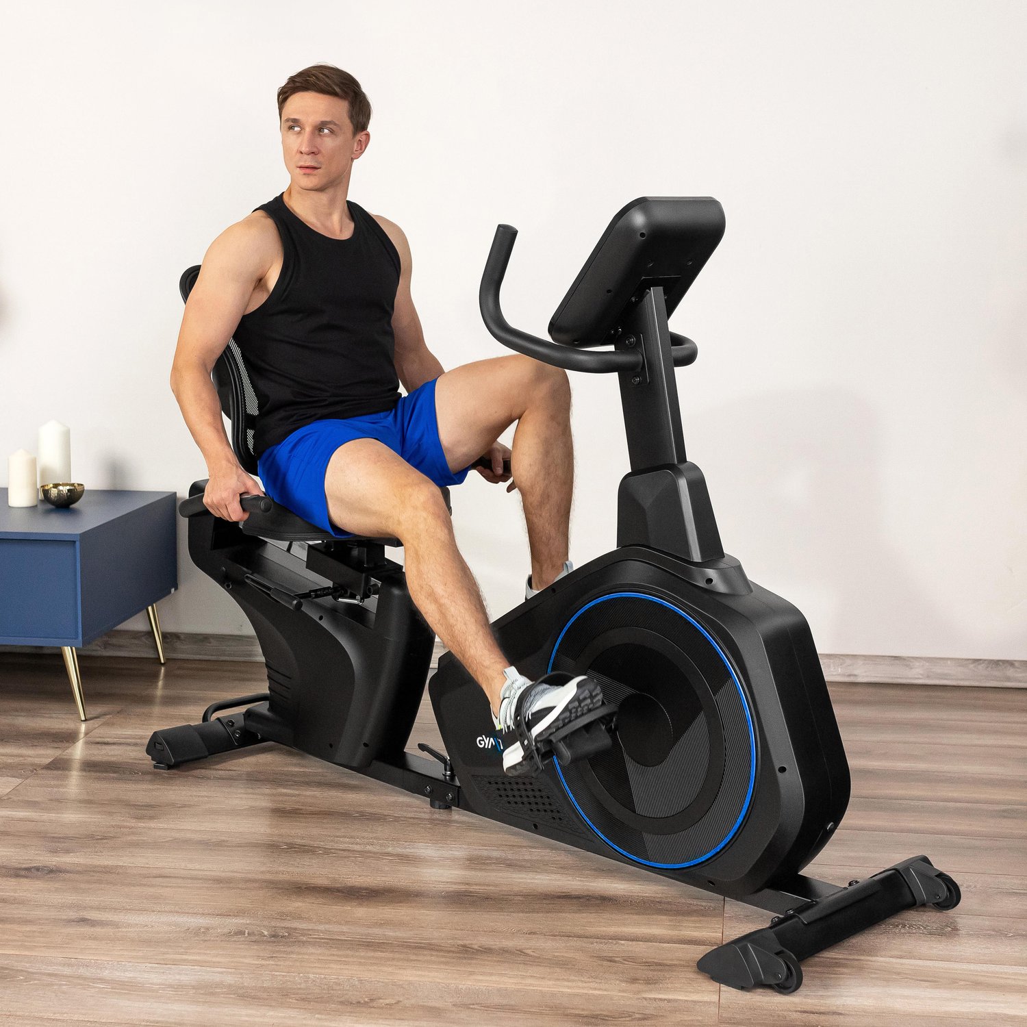 Горизонтальний велотренажер Gymtek XBR6000 електромагнітний синій — фото 4