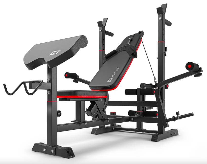 Набір Elitum Titan 89кг з лавою HS-1075 Pro, штангою та гантелями — мініатюра 8