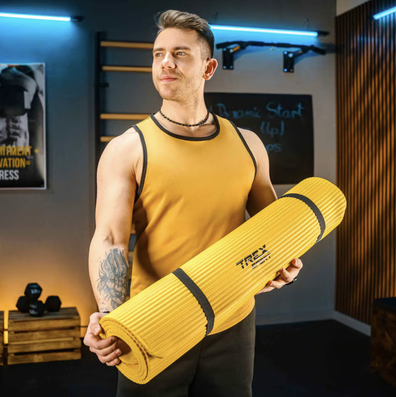 Коврик для йоги Trex Sport TX-019NGM NBR 1см 190х80 жовтий — мініатюра 7