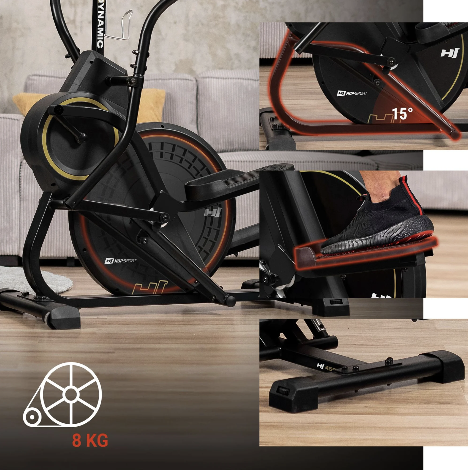 Орбітрек магнітний Hop-Sport HS-450B Dynamic чорно-золотистий — мініатюра 9