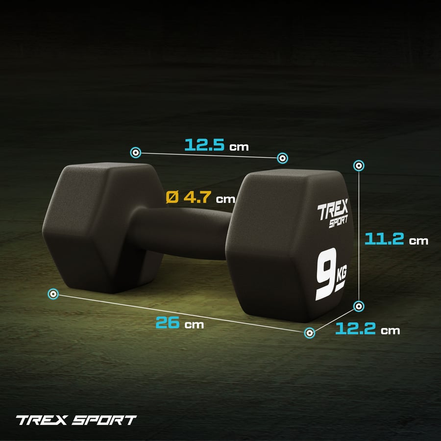 Гантелі для фітнесу неопренові TREX Sport TX-090VD 2x9кг — фото 4