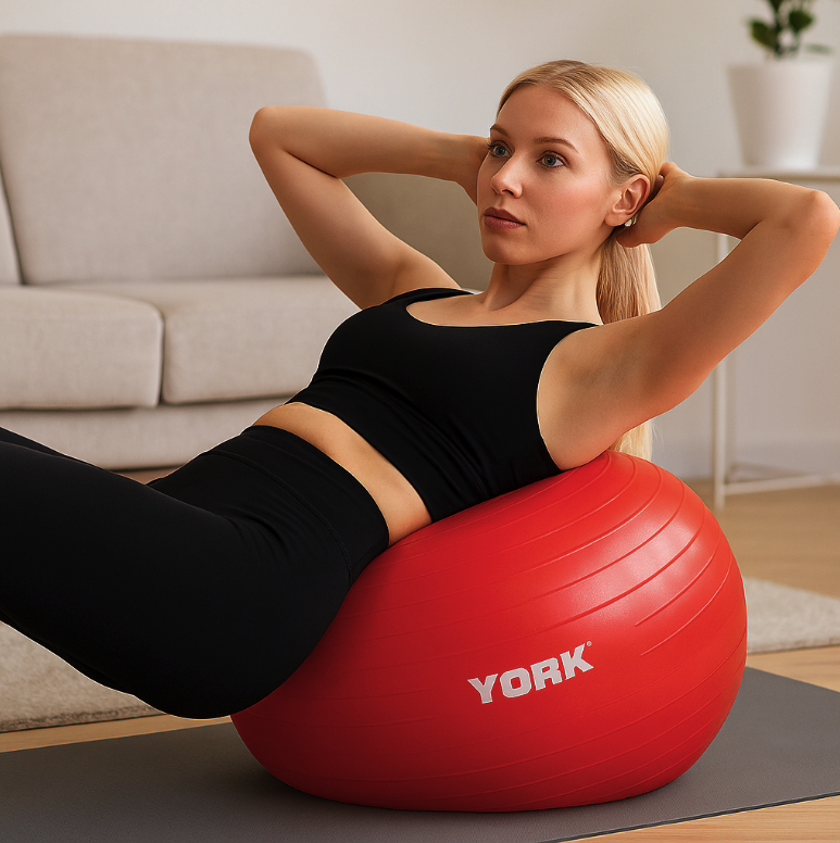Фітбол York Fitness 55см червоний + насос — мініатюра 6