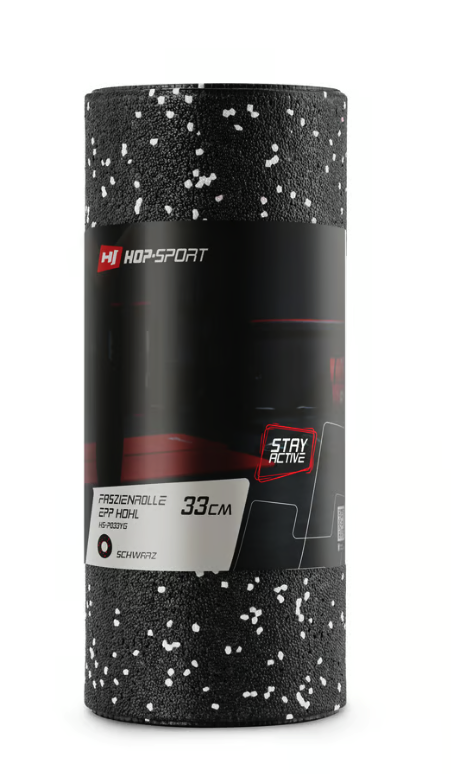 Роллер масажер (валик, ролик) гладкий Hop-Sport EPP 33см HS-P033YG чорно-білий — мініатюра 6