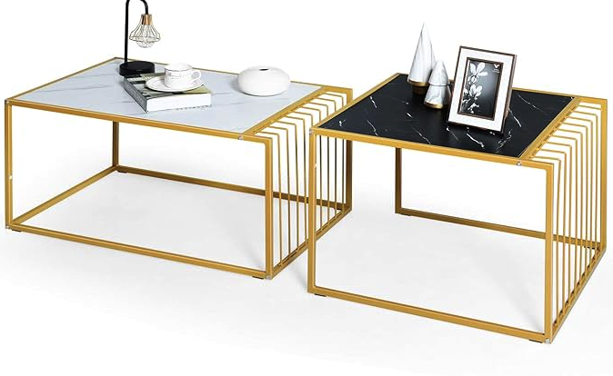 Комплект журнальних столів Costway Scorpion з штучного мармуру — фото 5