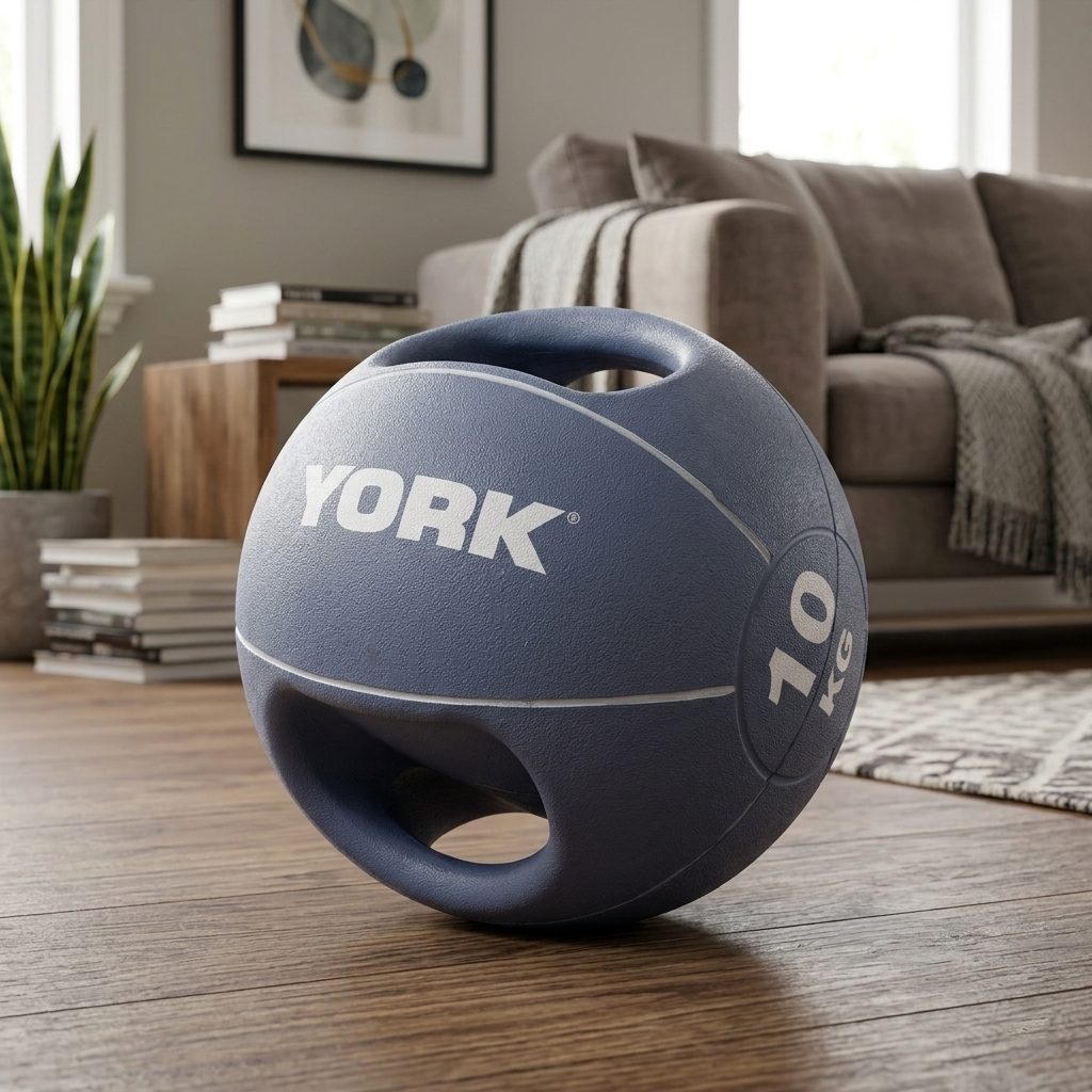 М'яч медбол 10кг York Fitness із двома ручками фіолетовий — фото 2