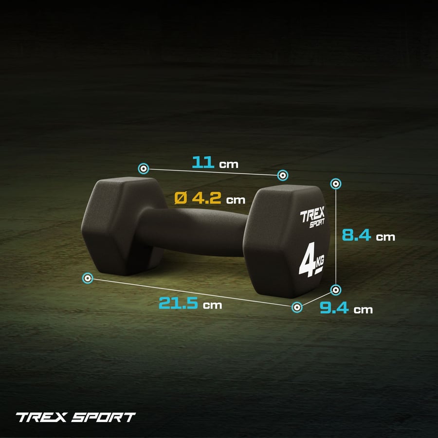 Гантелі для фітнесу неопренові TREX Sport TX-040VD 2x4кг — фото 3